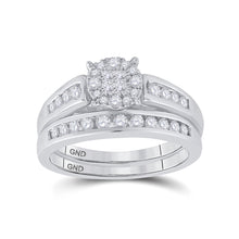  14k White Gold Princess Diamond Bridal Wedding Ring Band Set 1/2 Cttw