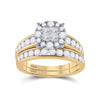14k Yellow Gold Princess Diamond Bridal Wedding Ring Band Set 1-3/8 Cttw