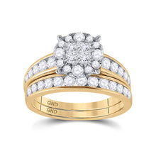  14k Yellow Gold Princess Diamond Bridal Wedding Ring Band Set 1-3/8 Cttw