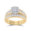 14k Yellow Gold Princess Diamond Bridal Wedding Ring Band Set 1 Cttw