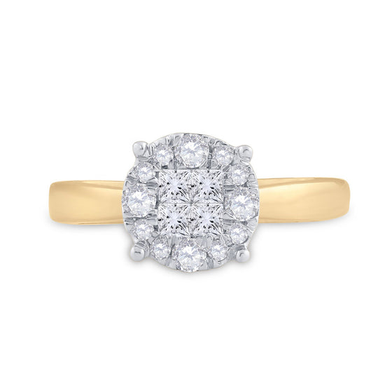 14k Yellow Gold Princess Diamond Bridal Wedding Engagement Ring 1/2 Cttw