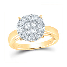  14k Yellow Gold Princess Diamond Cluster Bridal Wedding Engagement Ring 1 Cttw