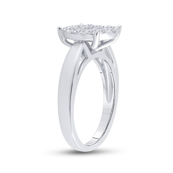 14k White Gold Princess Diamond Cluster Bridal Wedding Engagement Ring 1 Cttw