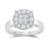 14k White Gold Princess Diamond Cluster Bridal Wedding Engagement Ring 1 Cttw