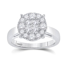  14k White Gold Princess Diamond Cluster Bridal Wedding Engagement Ring 1 Cttw