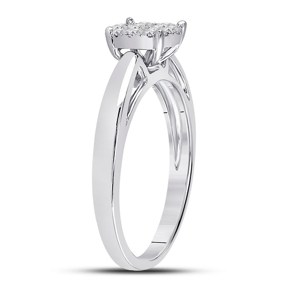 14k White Gold Princess Diamond Cluster Bridal Wedding Engagement Ring 1/4 Cttw