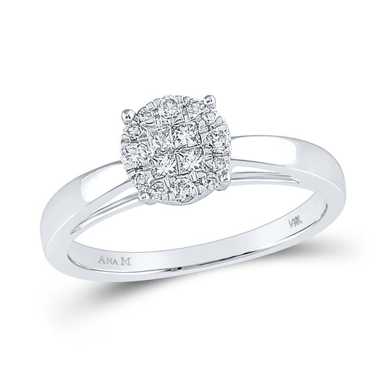 14k White Gold Princess Diamond Cluster Bridal Wedding Engagement Ring 1/4 Cttw