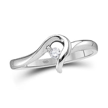  10k White Gold Womens Round Diamond Solitaire Promise Ring 1/20 Cttw