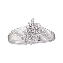  10k White Gold Womens Round Diamond Cluster Ring 1/10 Cttw