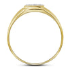 14k Yellow Gold Mens Round Diamond Brushed Cross Band Ring 1/20 Cttw
