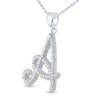 10k White Gold Womens Round Diamond Cursive A Letter Pendant 1/6 Cttw