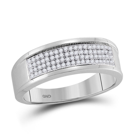 10k White Gold Mens Round Diamond Wedding Band Ring 1/4 Cttw