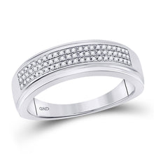  10k White Gold Mens Round Diamond Pave Band Ring 1/5 Cttw