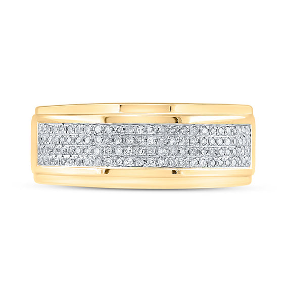 10k Yellow Gold Mens Round Diamond Band Ring 1/3 Cttw