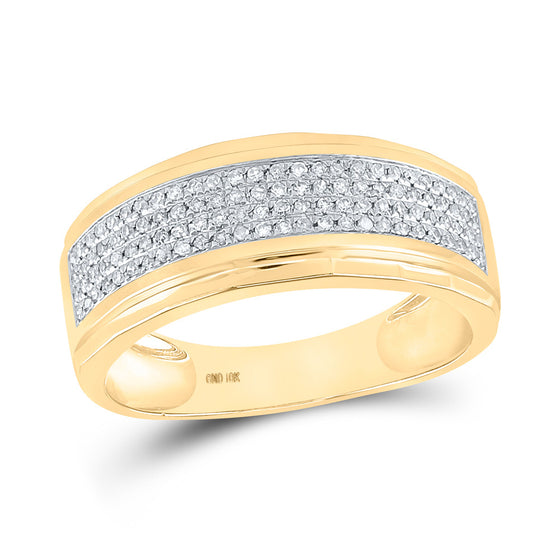 10k Yellow Gold Mens Round Diamond Band Ring 1/3 Cttw
