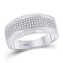  10k White Gold Mens Round Diamond Pave Band Ring 1/3 Cttw