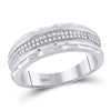 10k White Gold Mens Round Diamond Wedding Scalloped Edge Band Ring 1/5 Cttw