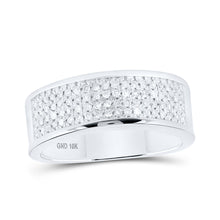  10k White Gold Mens Round Diamond Wedding Pave Band Ring 1/4 Cttw