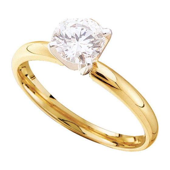 14k Yellow Gold Womens Round Diamond Solitaire Bridal Wedding Engagement Ring 7/8 Cttw