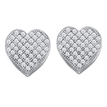  10k White Gold Womens Round Diamond Heart Earrings 1/4 Cttw