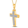 10k Yellow Gold Womens Round Diamond Cross Religious Pendant 1/6 Cttw