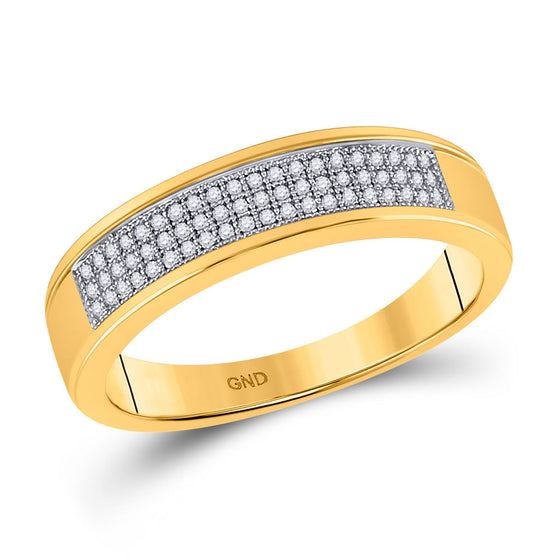 10k Yellow Gold His Hers Round Diamond Square Matching Wedding Set 5/8 Cttw