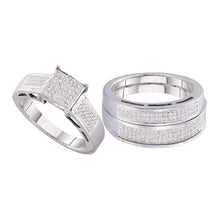  10k White Gold His Hers Round Diamond Cluster Matching Wedding Set 5/8 Cttw
