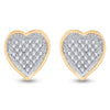 10k Yellow Gold Womens Round Diamond Heart Cluster Earrings 1/6 Cttw