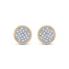10k Yellow Gold Womens Round Diamond Circle Cluster Earrings 1/10 Cttw