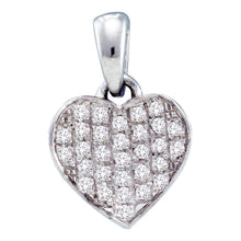  10k White Gold Womens Round Diamond Heart Pendant 1/10 Cttw