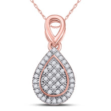  10k Two-tone Gold Womens Round Diamond Teardrop Pendant 1/8 Cttw