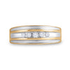 10k Yellow Gold Mens Round Diamond 5-stone Wedding Ring 1/4 Cttw