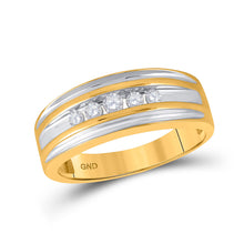  10k Yellow Gold Mens Round Diamond 5-stone Wedding Ring 1/4 Cttw