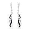 14k White Gold Womens Round Black Color Enhanced Diamond Twist Dangle Earrings 1/3 Cttw
