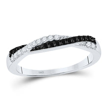  14k White Gold Womens Round Black Color Enhanced Diamond Band Ring 1/4 Cttw