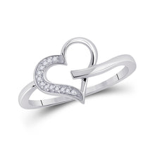  10k White Gold Womens Round Diamond Heart Ring 1/20 Cttw