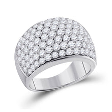  14k White Gold Womens Round Pave-set Diamond Cocktail Ring 3 Cttw