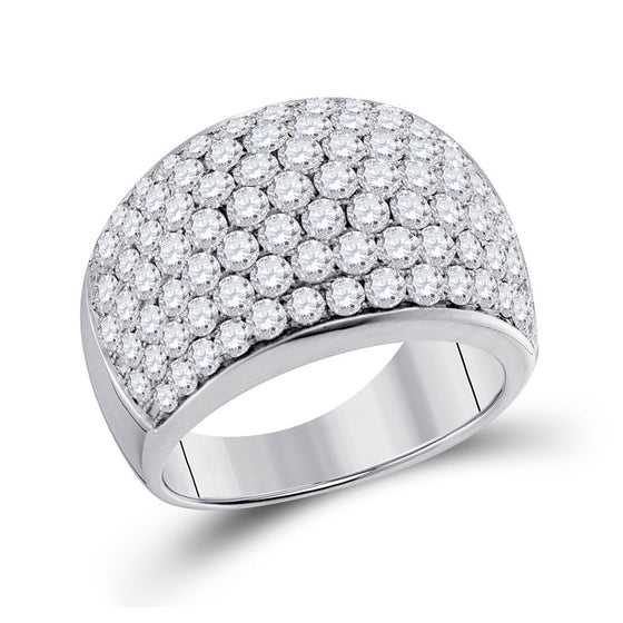 14k White Gold Womens Round Pave-set Diamond Cocktail Ring 3 Cttw