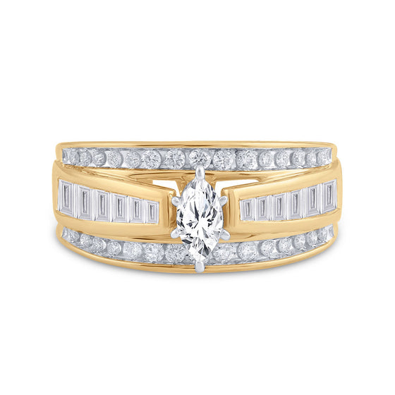 14k Yellow Gold Marquise Diamond Solitaire Bridal Wedding Engagement Ring 1 Cttw