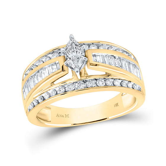 14k Yellow Gold Marquise Diamond Solitaire Bridal Wedding Engagement Ring 1 Cttw