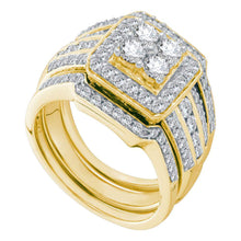  14k Yellow Gold Round Diamond Bridal Wedding Ring Band Set 1-1/2 Cttw
