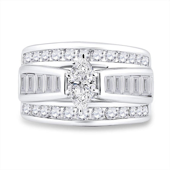14k White Gold Marquise Diamond Solitaire Bridal Wedding Engagement Ring 2 Cttw
