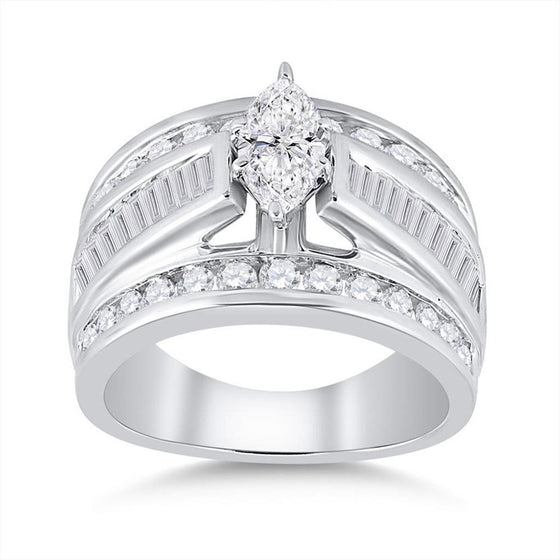 14k White Gold Marquise Diamond Solitaire Bridal Wedding Engagement Ring 2 Cttw