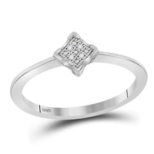  Sterling Silver Womens Round Diamond Simple Square Cluster Ring .01 Cttw