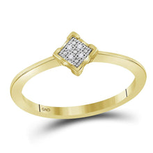  Yellow-tone Sterling Silver Womens Round Diamond Square Cluster Ring .01 Cttw
