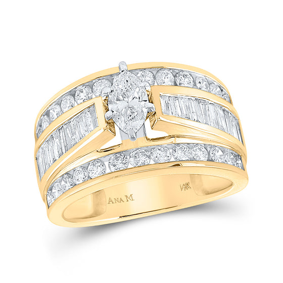 14k Yellow Gold Marquise Diamond Solitaire Bridal Wedding Engagement Ring 2 Cttw
