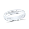 14k White Gold Mens Machine Set Round Diamond Wedding Channel Band Ring 1/4 Cttw