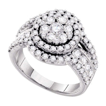  14k White Gold Womens Round Diamond Flower Cluster Ring 2 Cttw