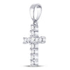 14k White Gold Womens Round Diamond Cross Pendant 1/10 Cttw