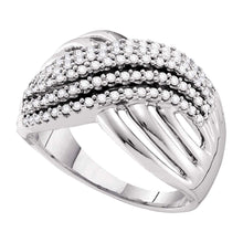  14k White Gold Womens Round Diamond Crossover Strand Band Ring 1/2 Cttw